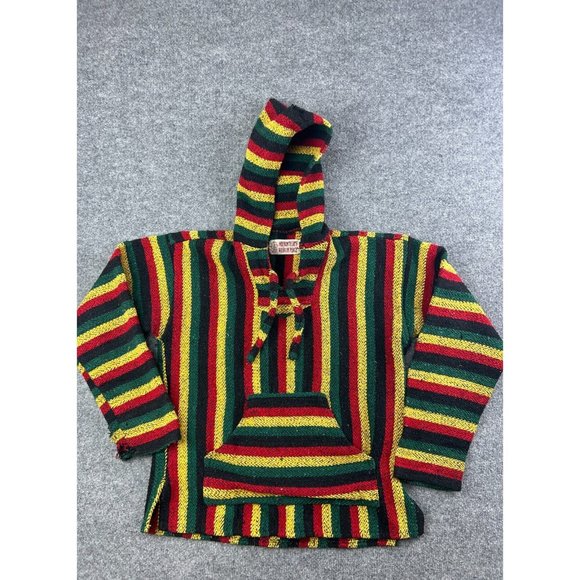 Gypsy Other - Vintage Gypsy Made From The Earth Baja Hoodie Men's Large Rasta Colorful Jacket